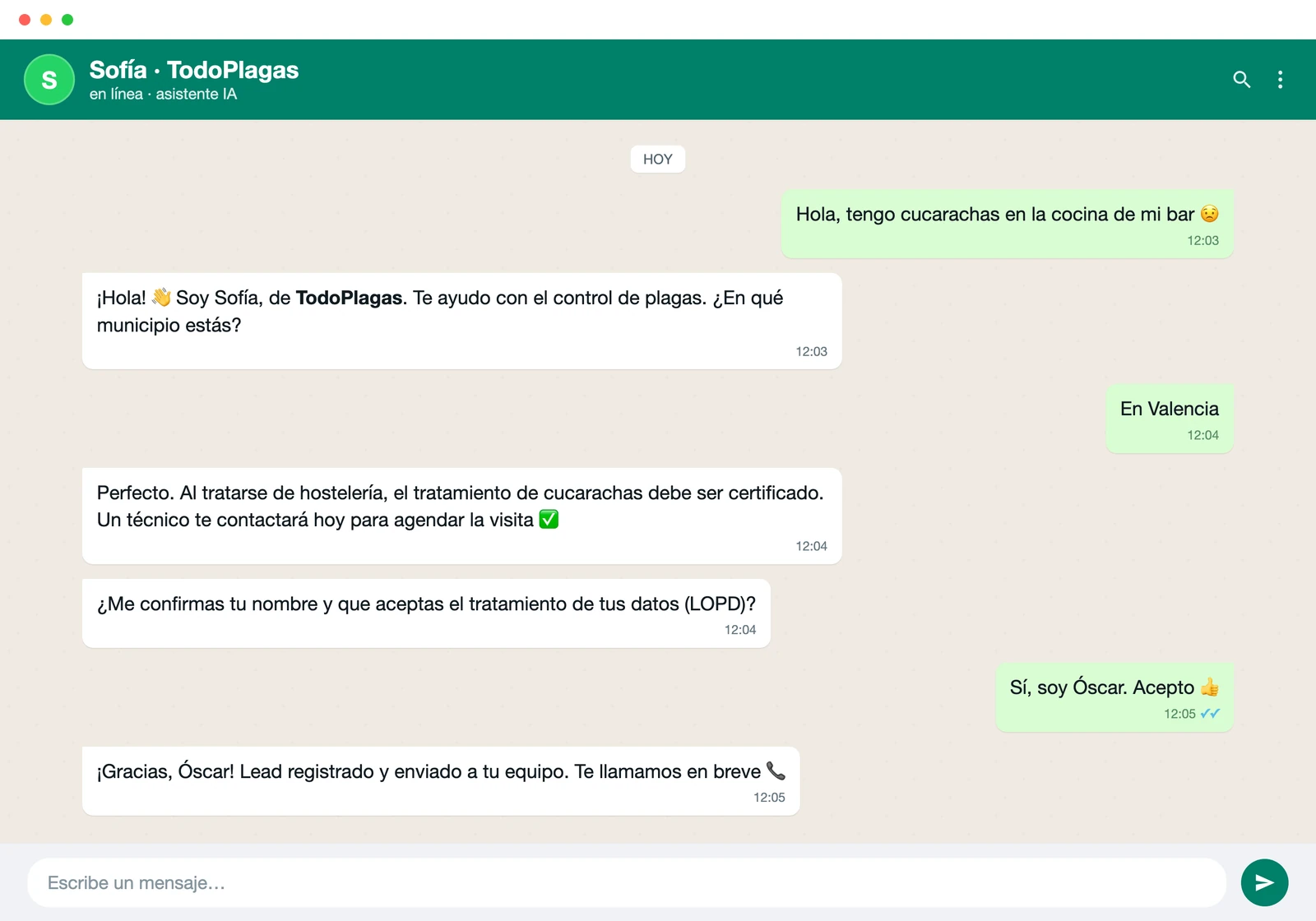 TodoPlagas · Asistentes IA (WhatsApp + Llamadas)